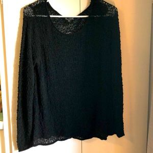 Eileen Fisher black loose knit sweater